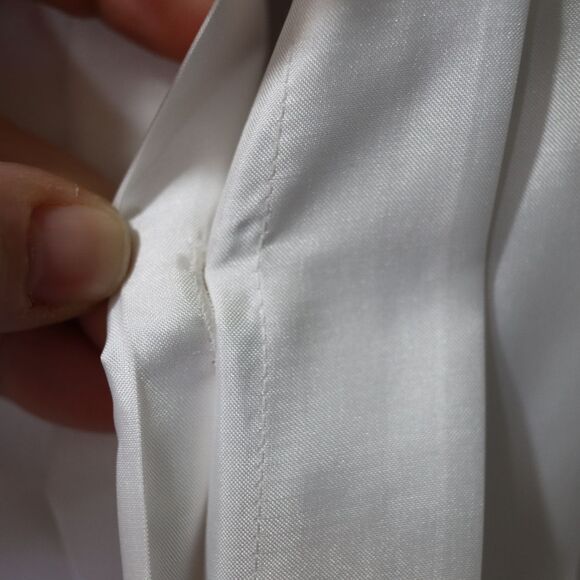 Nilani Vintage White High Neck Modest Ascot Hidden Button Pleated Blouse 11/12 - Picture 7 of 14